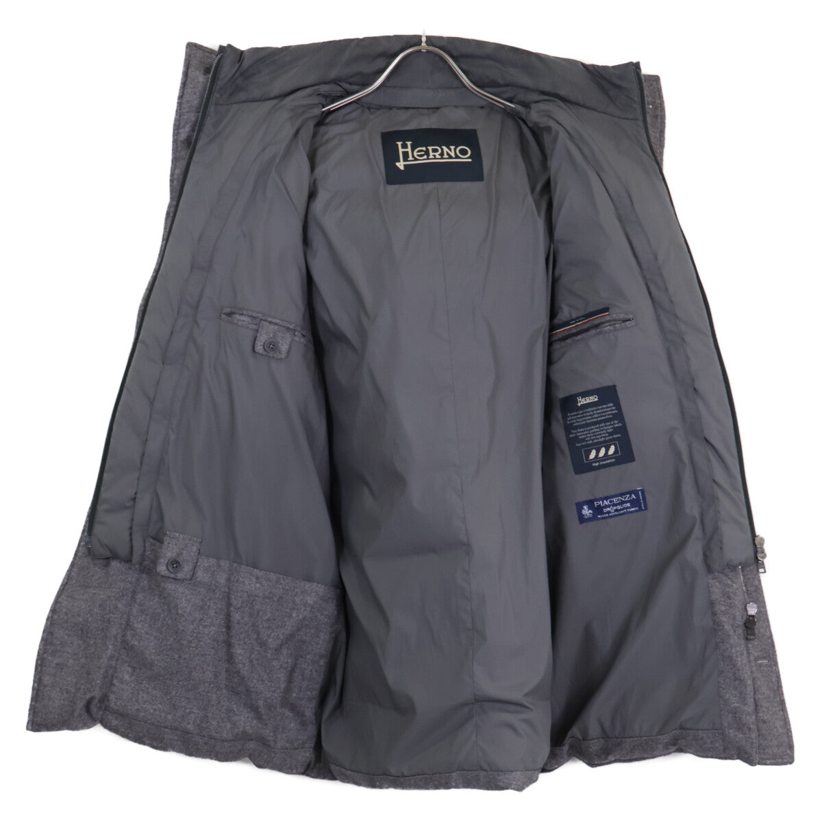 HERNO PIACENZA Cashmere Silk Fur Trim Jacket Gray Size 48