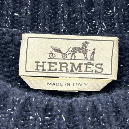 HERMES Navy Cashmere Knit Sweater Size M