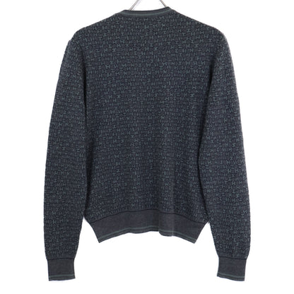 HERMES Gray H-Logo Cashmere Silk Knit Sweater Size M