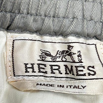 HERMES Gray Linen Blend Side Mesh Shorts Size 42