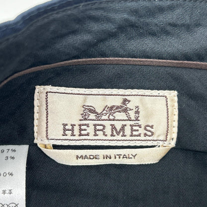 HERMES Navy Sellier Button Cotton Shorts Size 38