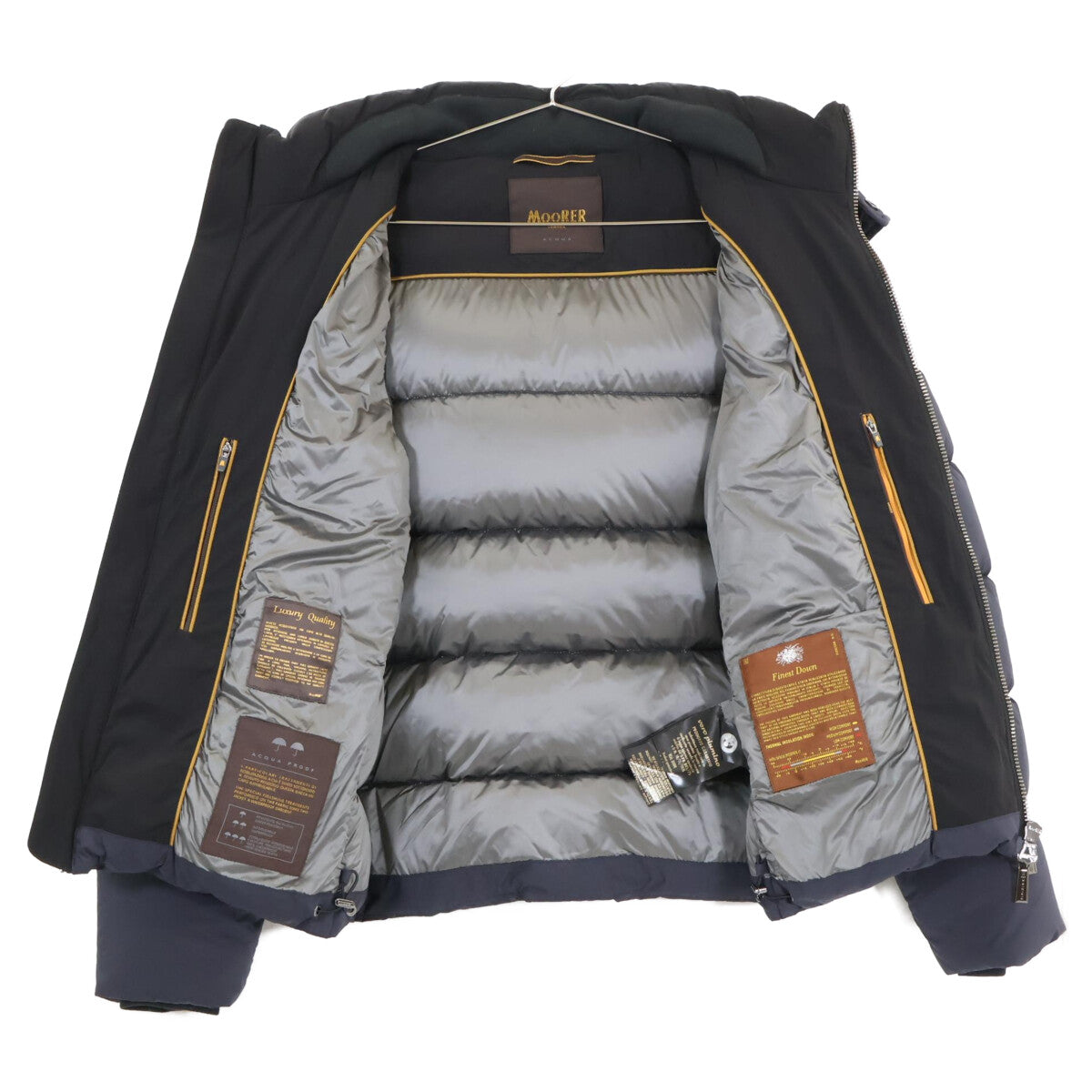 MOORER BRETT-SKT Acqua Proof Hooded Down Jacket Navy Size 44