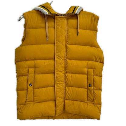HERNO Mustard Hooded Nylon Down Vest Size 46