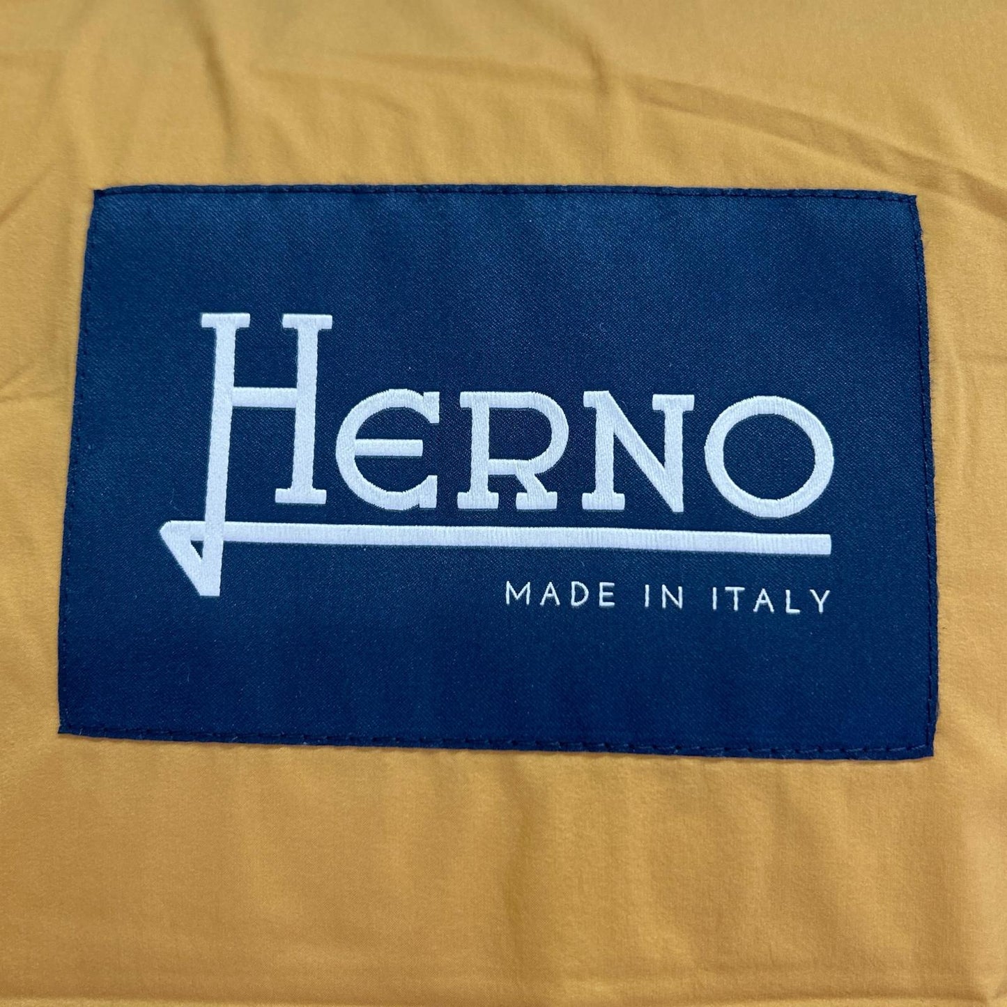 HERNO Mustard Hooded Nylon Down Vest Size 46