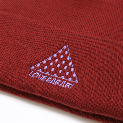LOVE EAR ART Bordeaux Embroidered Beanie Size ONE SIZE