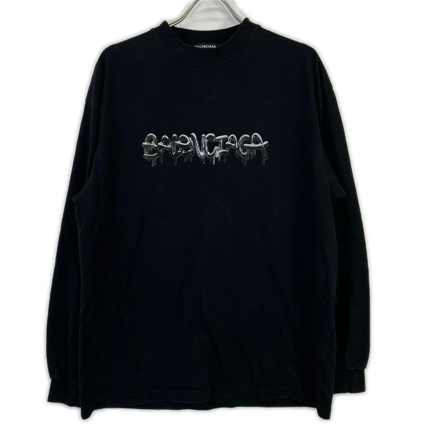 BALENCIAGA Black Slime Logo Oversized T-Shirt Size XS