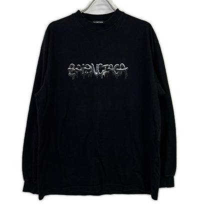 BALENCIAGA Black Slime Logo Oversized T-Shirt Size XS