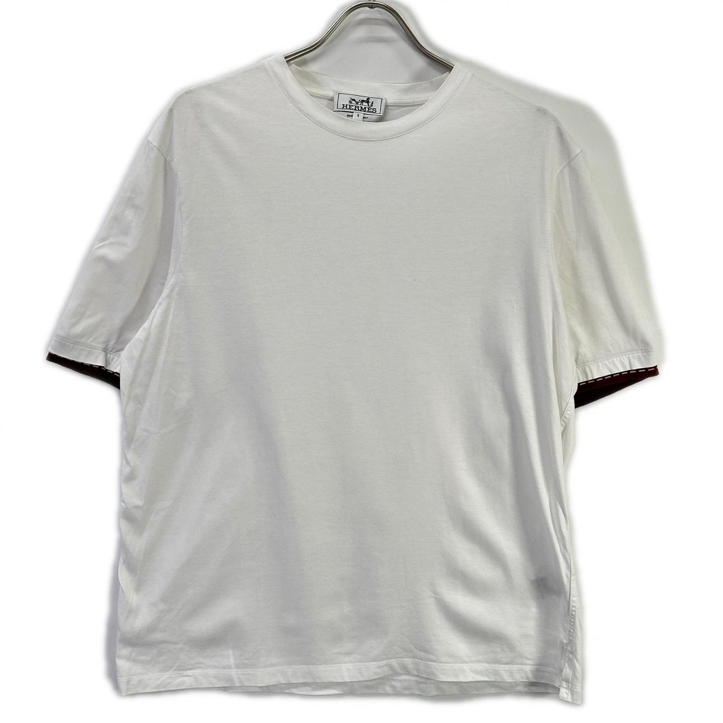 HERMES White Layered Sleeve Crewneck Cotton T-Shirt Size S