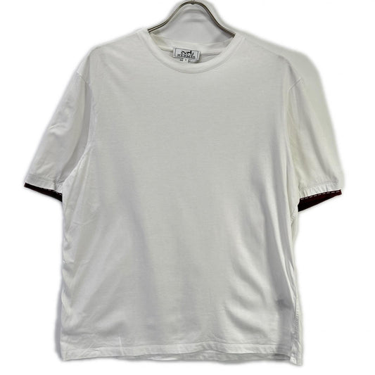 HERMES White Layered Sleeve Crewneck Cotton T-Shirt Size S