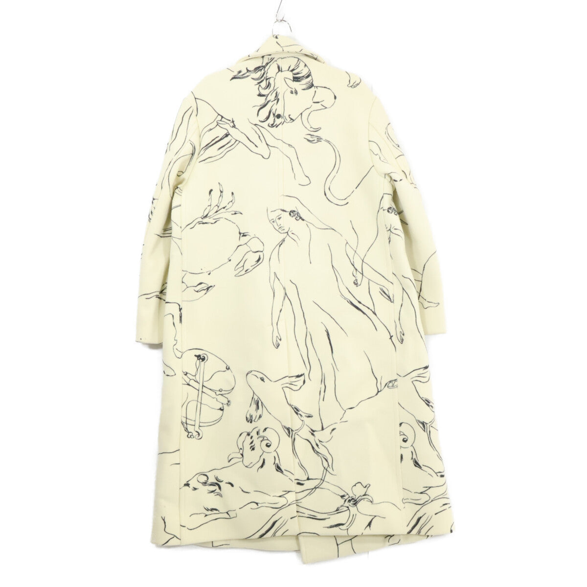 JIL SANDER 22AW Patterned Wool Coat White Size 44