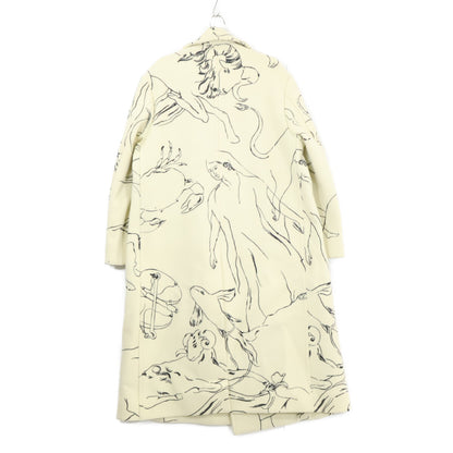 JIL SANDER 22AW Patterned Wool Coat White Size 44
