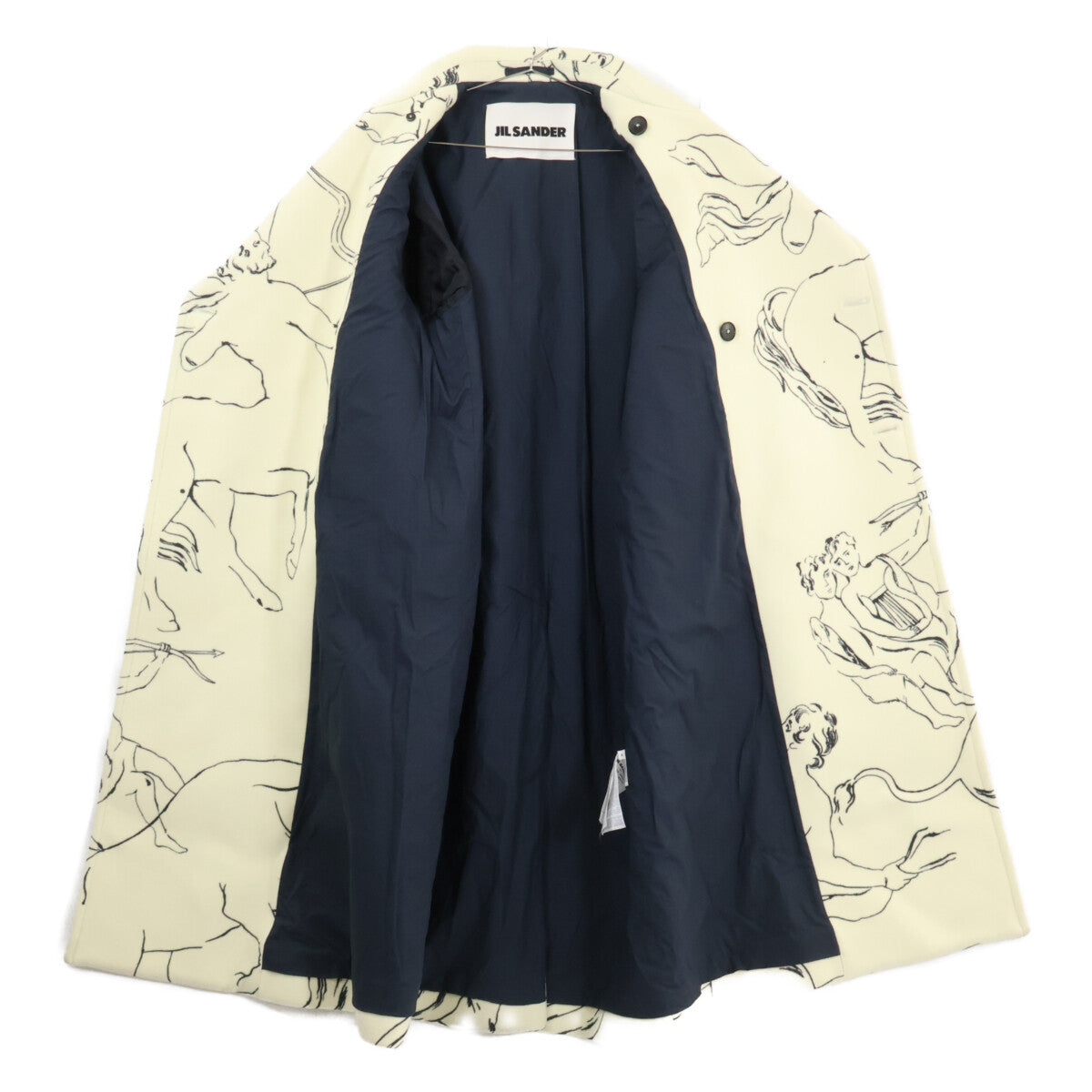 JIL SANDER 22AW Patterned Wool Coat White Size 44