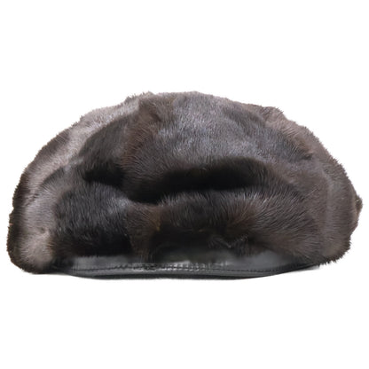 BURBERRY Mink Fur Flat Cap Black Size M
