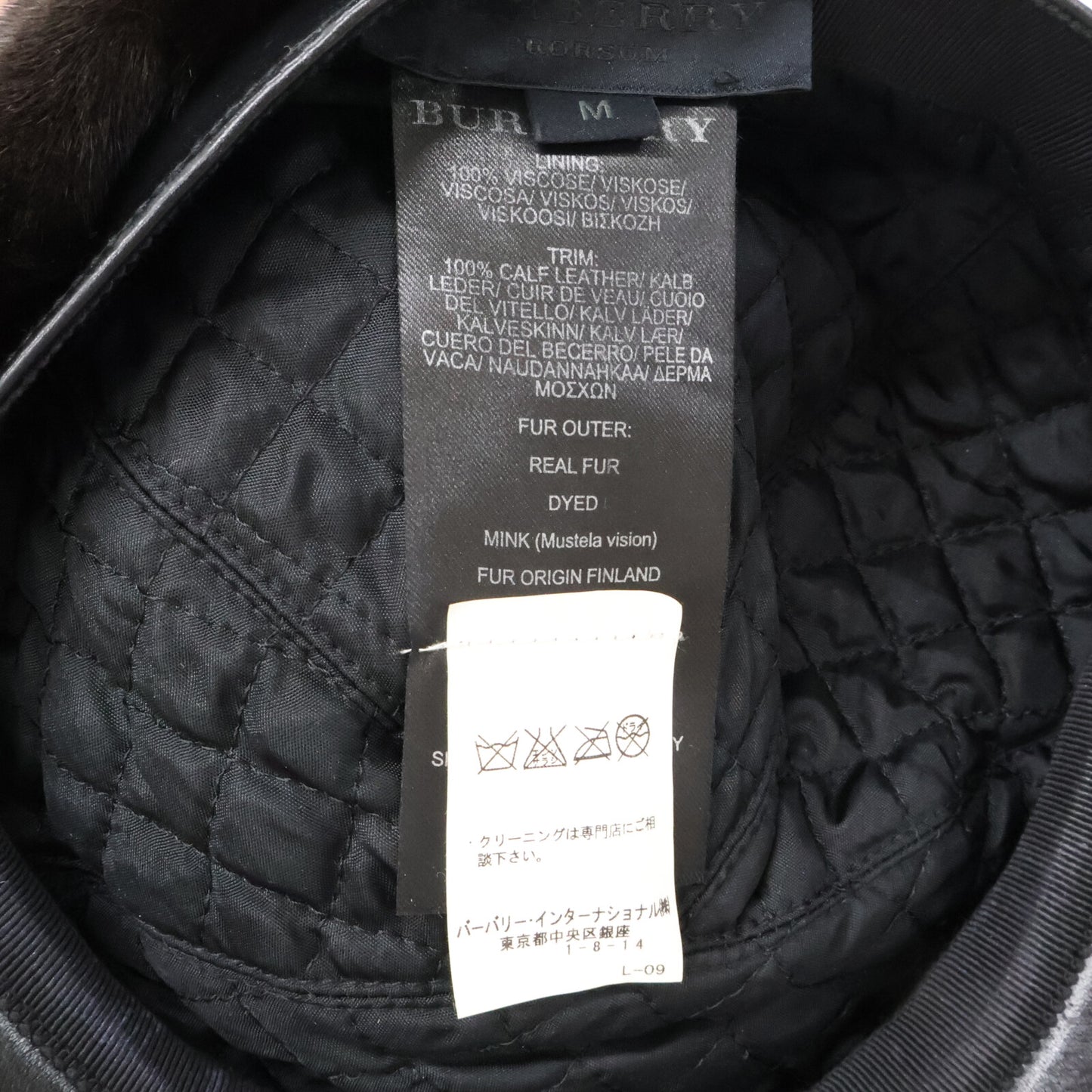 BURBERRY Mink Fur Flat Cap Black Size M