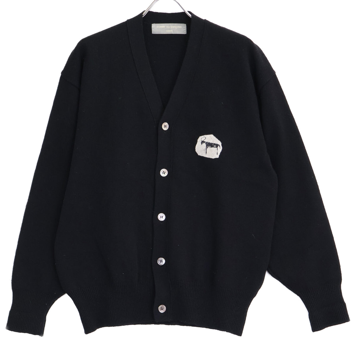 COMMEdesGARCONS HOMME AD1991 Elk Print Cardigan Black