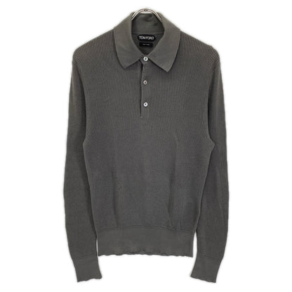 TOM FORD Charcoal Gray Cotton Knit Polo Shirt Size 48