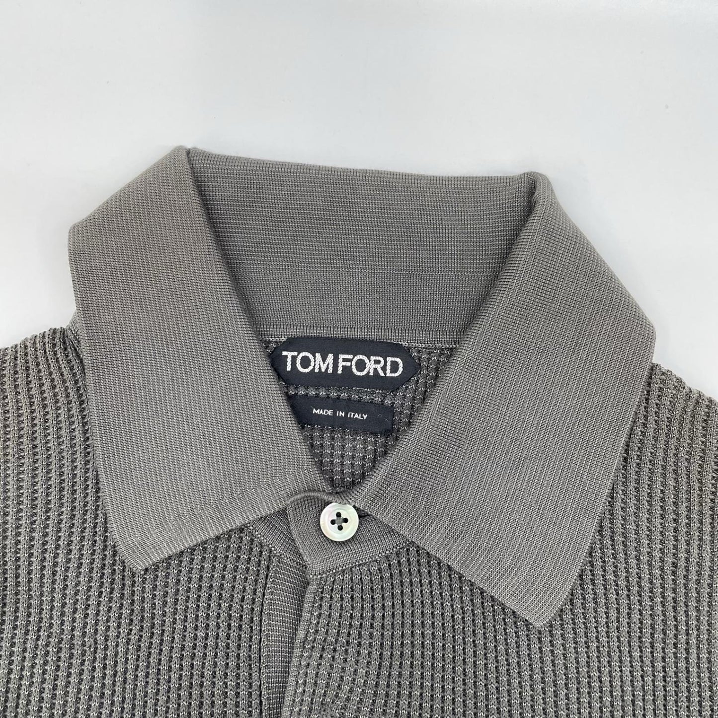 TOM FORD Charcoal Gray Cotton Knit Polo Shirt Size 48