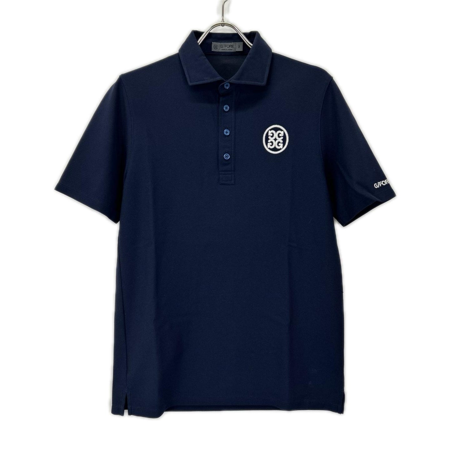 FORE Logo Embroidered Pique Polo Shirt Navy Size 2