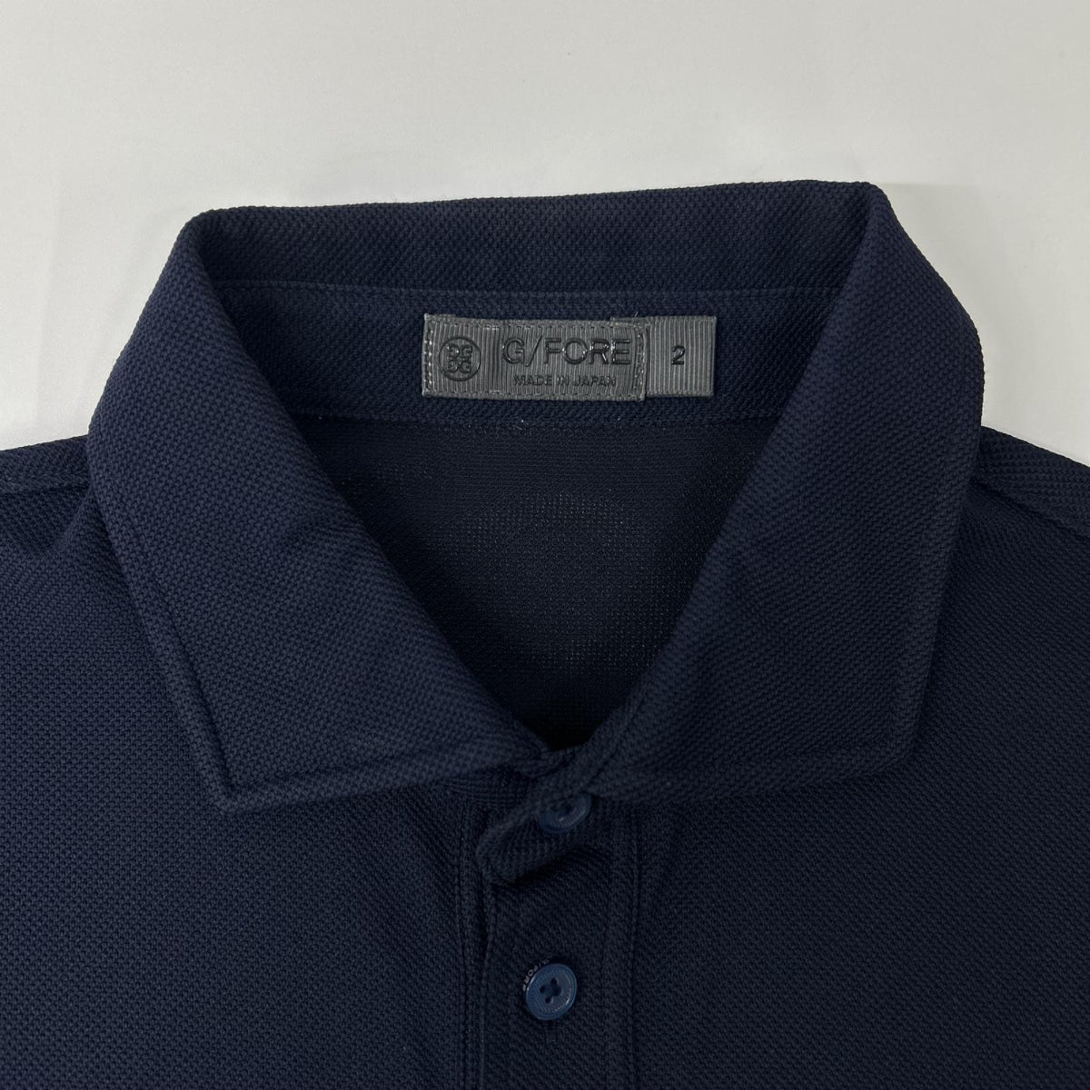 FORE Logo Embroidered Pique Polo Shirt Navy Size 2