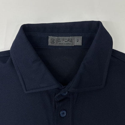 FORE Logo Embroidered Pique Polo Shirt Navy Size 2
