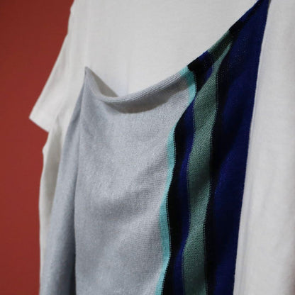 RISMAT by Y's White Knit Docking Asymmetrical T-Shirt Size 2