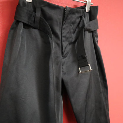Yohji Yamamoto Mode Silver Belted Nylon Pants Black Size 2