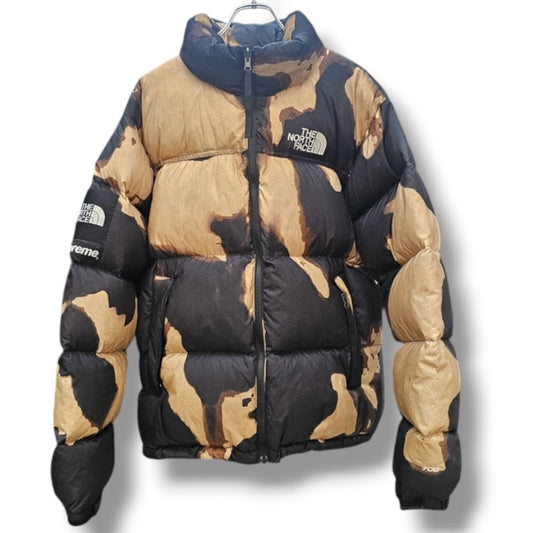 Supreme x TNF Bleached Denim Print Nuptse Jacket Size L