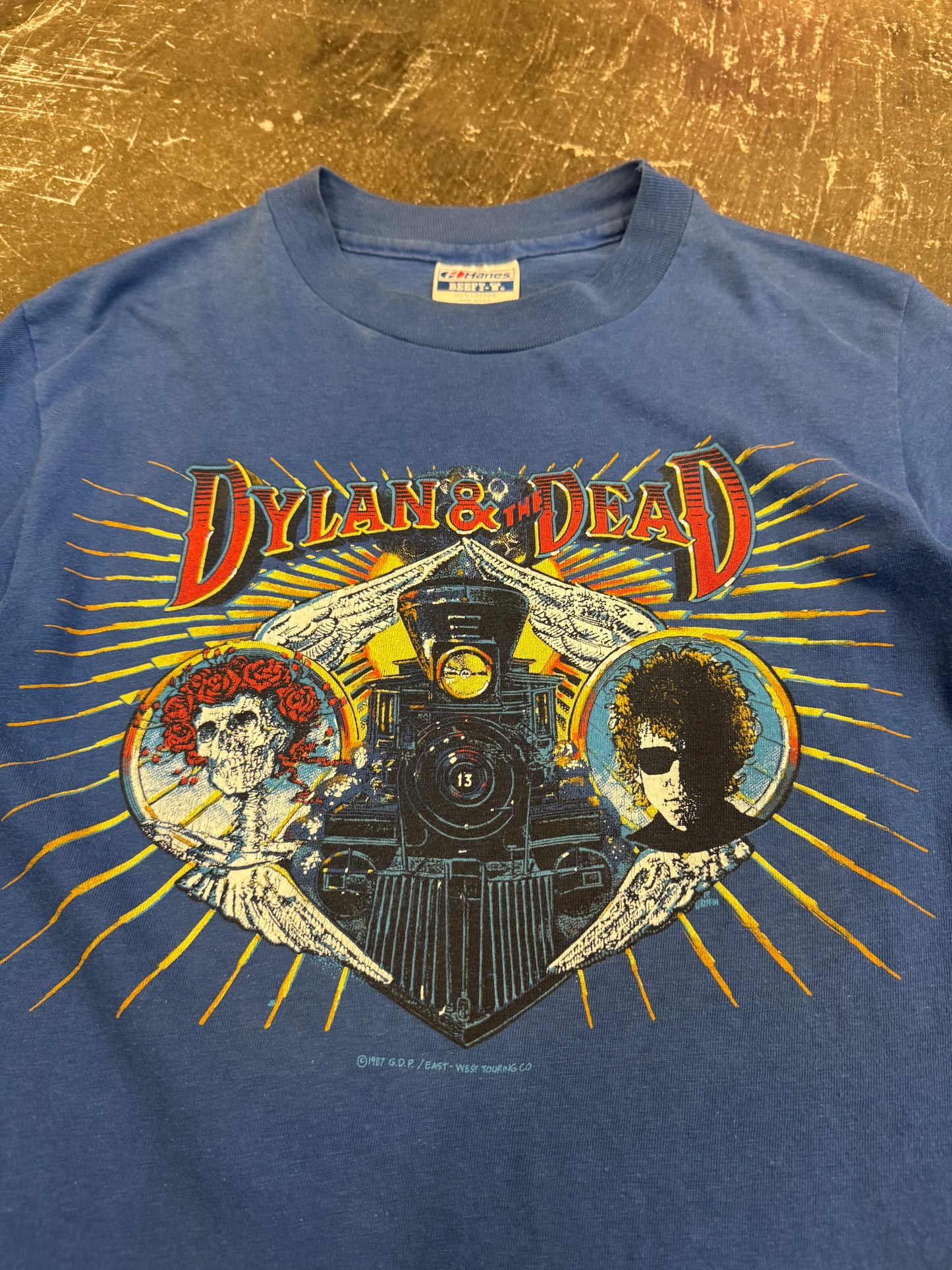 dylan Bob Dylan & Grateful Dead T-Shirt Blue Size S