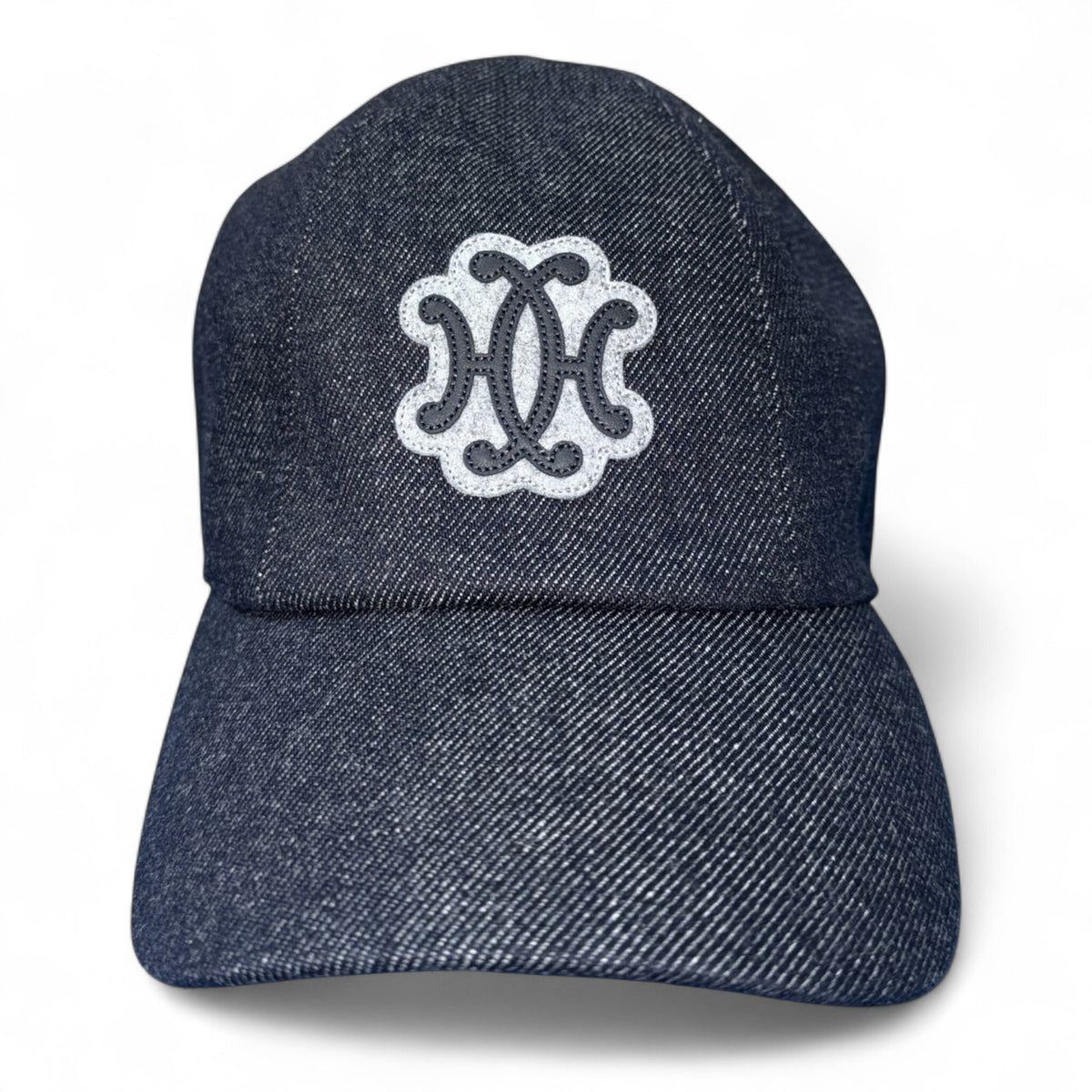 HERMES "Serena Lift" H-Logo Denim Cap Size ONE SIZE