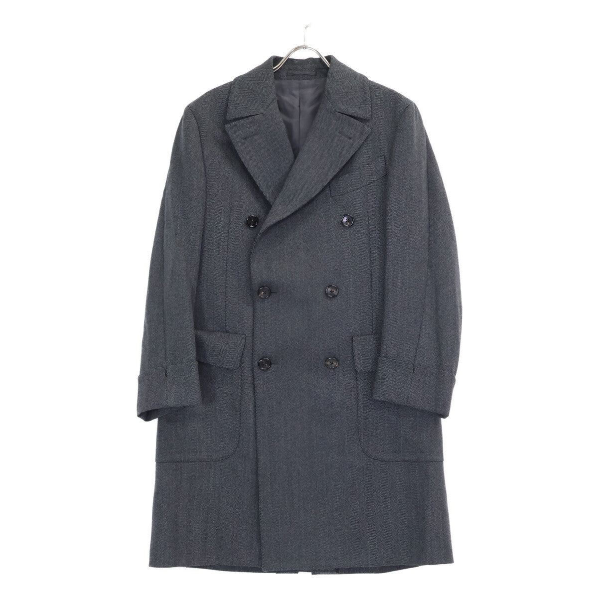 Gabriele Pasini Herringbone Wool Flannel Polo Coat Size 50