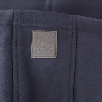 LOEWE Wool Zip-Up Hooded Coat Navy Size 48