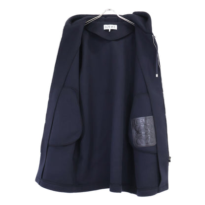 LOEWE Wool Zip-Up Hooded Coat Navy Size 48