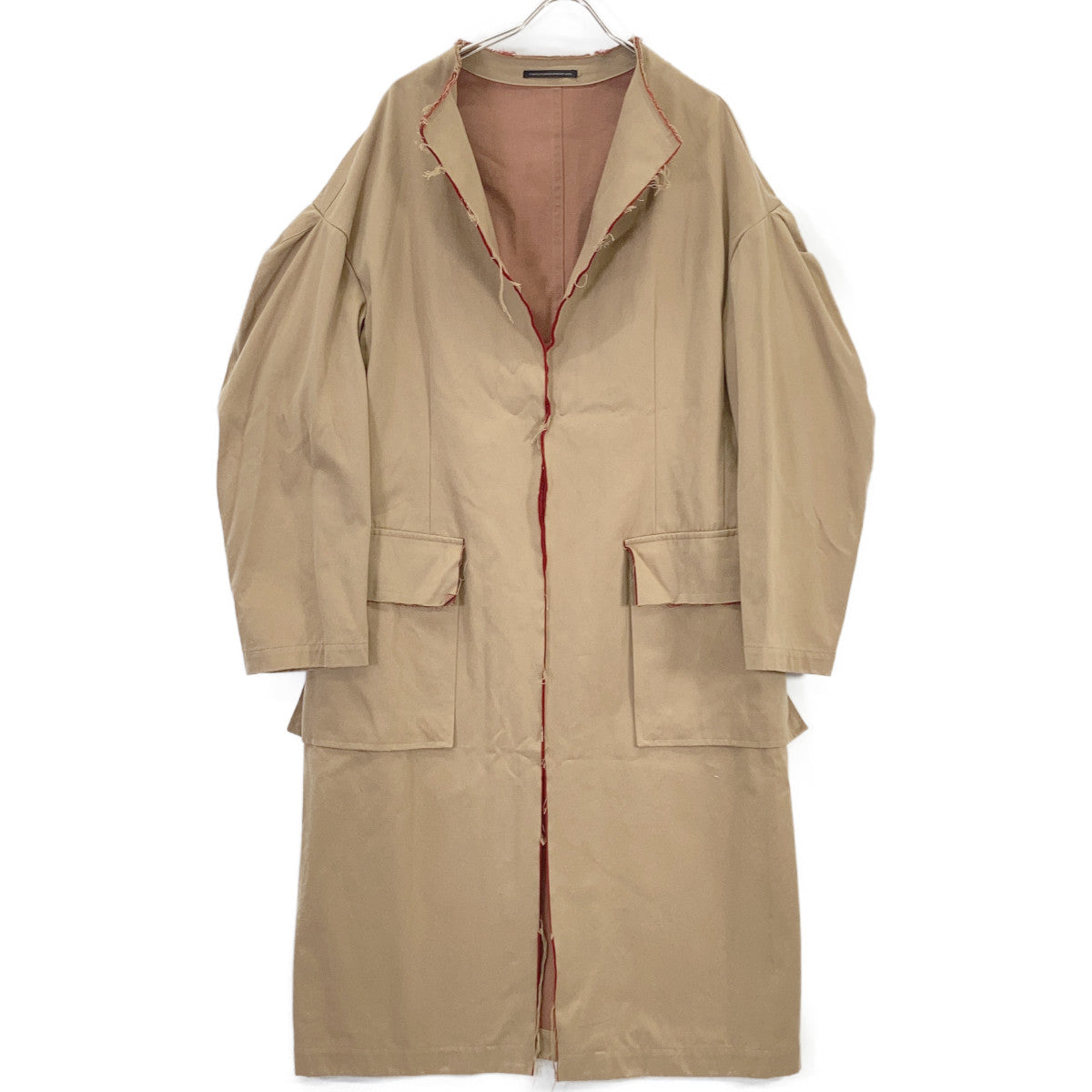 Y's YI-C01-026 Beige Cotton Twill No Collar Coat Size 2