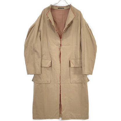 Y's YI-C01-026 Beige Cotton Twill No Collar Coat Size 2