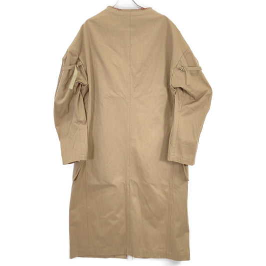 Y's YI-C01-026 Beige Cotton Twill No Collar Coat Size 2
