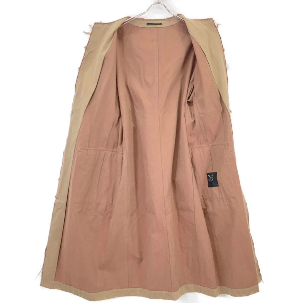 Y's YI-C01-026 Beige Cotton Twill No Collar Coat Size 2