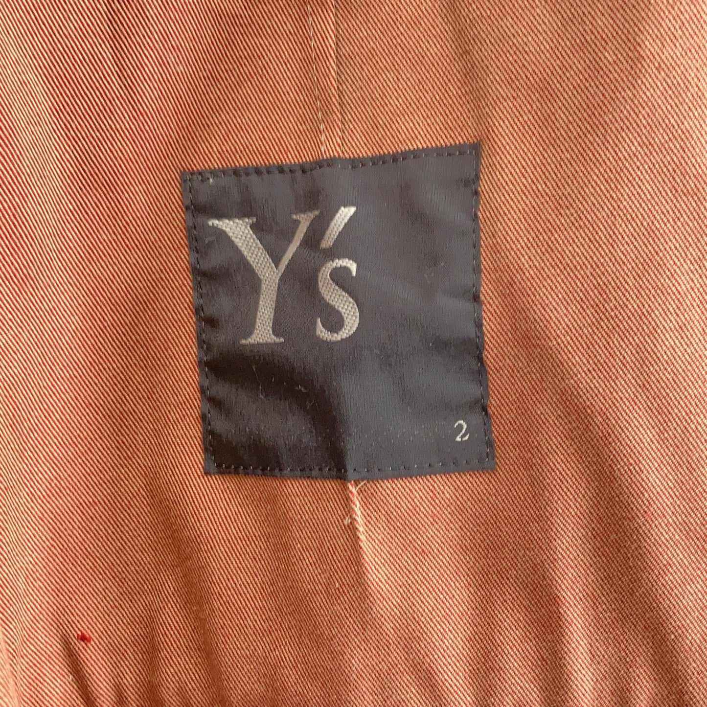 Y's YI-C01-026 Beige Cotton Twill No Collar Coat Size 2