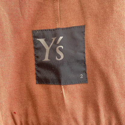 Y's YI-C01-026 Beige Cotton Twill No Collar Coat Size 2