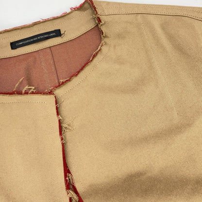 Y's YI-C01-026 Beige Cotton Twill No Collar Coat Size 2