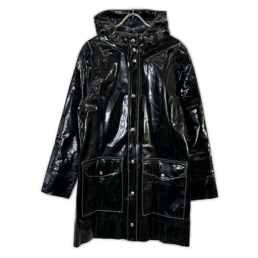 MARNI x Stutterheim Black Patent Raincoat Coat Size M
