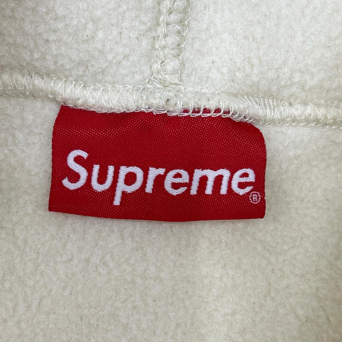 Supreme Arch Logo Polartec Pullover Hoodie Ivory Size LARGE