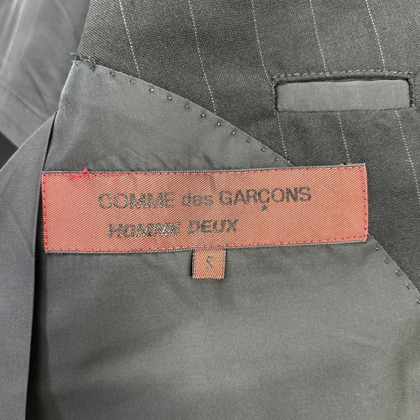 COMMEdesGARCONS HOMME DEUX Black Wool Stripe Jacket Size S