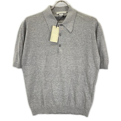 JOHN SMEDLEY Light Grey Cotton Short Sleeve Knit Polo Size S
