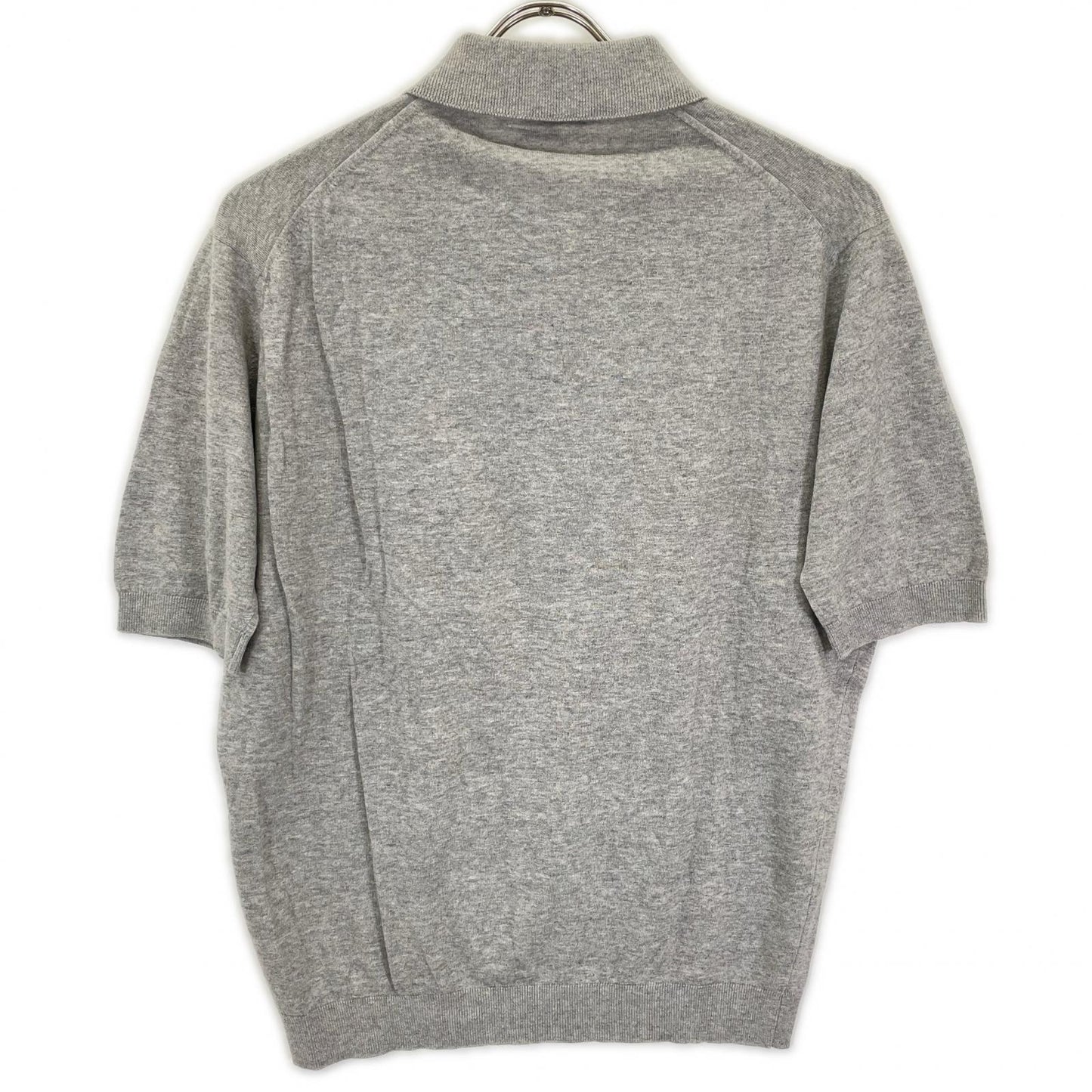 JOHN SMEDLEY Light Grey Cotton Short Sleeve Knit Polo Size S