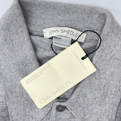 JOHN SMEDLEY Light Grey Cotton Short Sleeve Knit Polo Size S