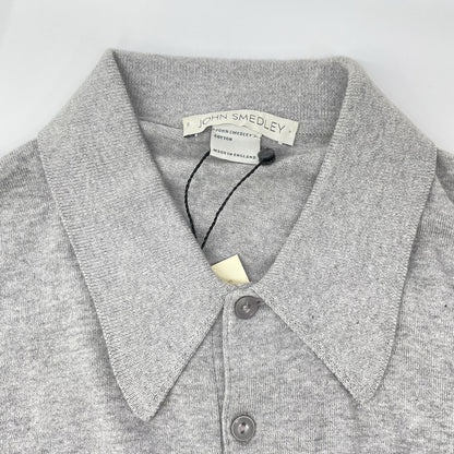 JOHN SMEDLEY Light Grey Cotton Short Sleeve Knit Polo Size S