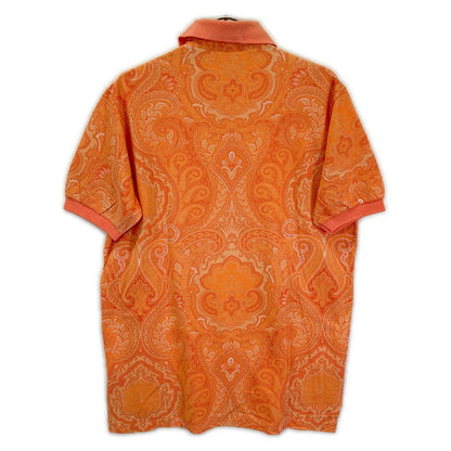 ETRO Salmon Pink Cotton Paisley Short Sleeve Polo Size S
