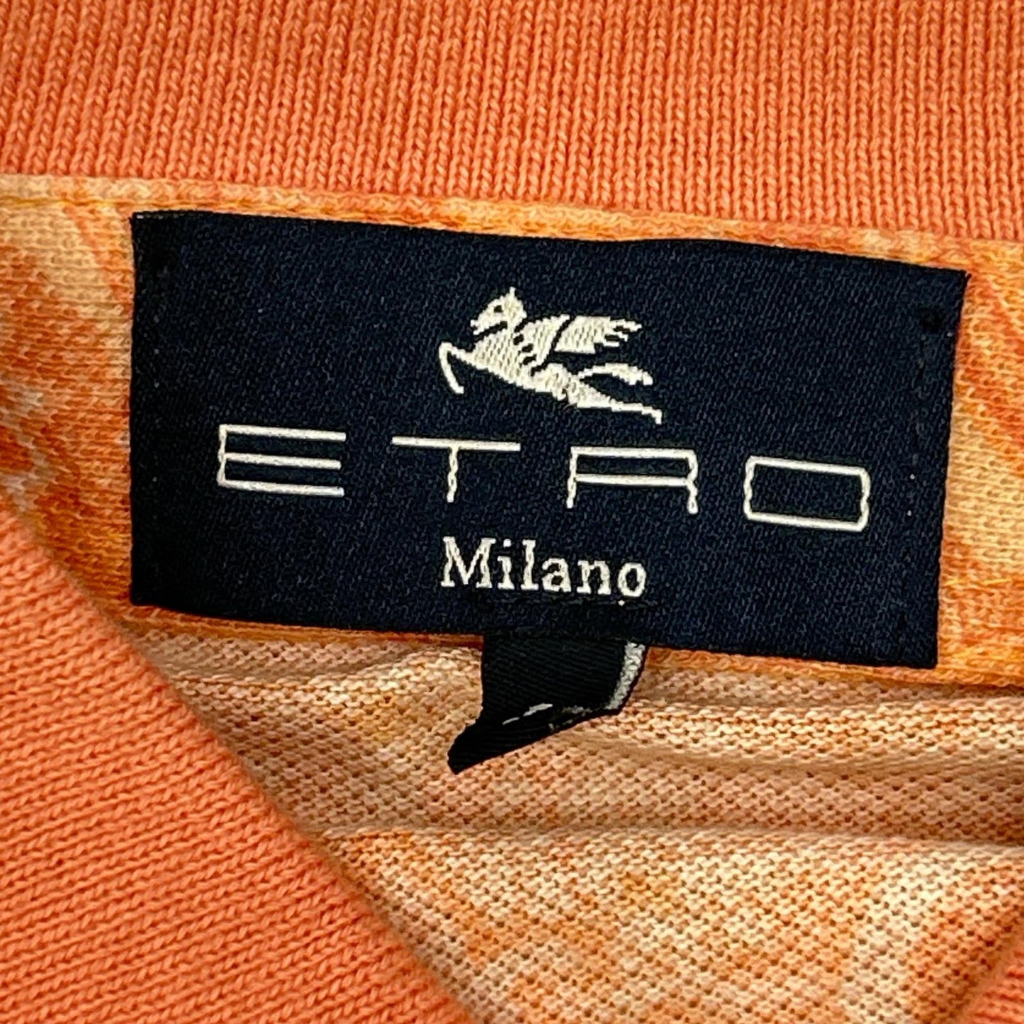 ETRO Salmon Pink Cotton Paisley Short Sleeve Polo Size S