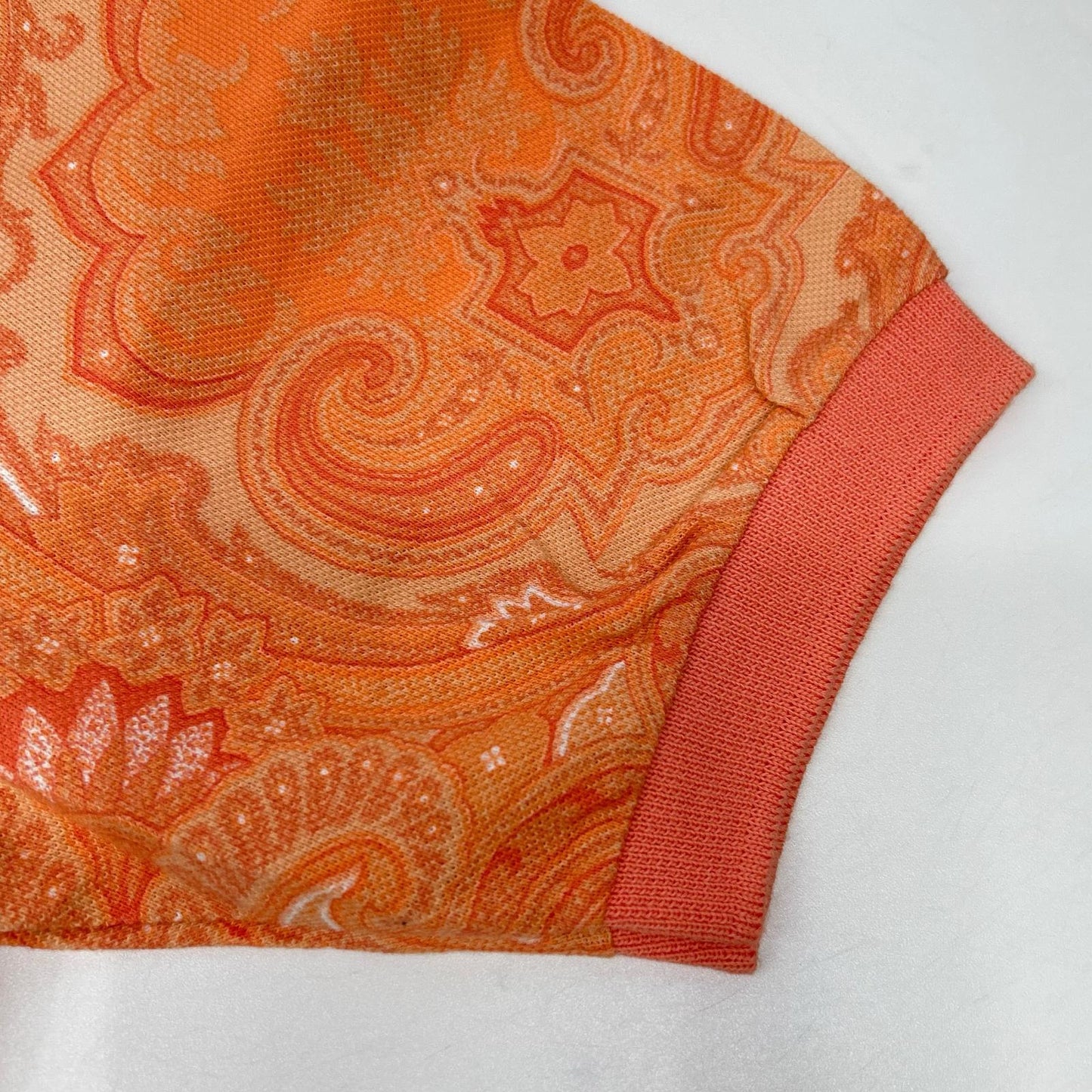 ETRO Salmon Pink Cotton Paisley Short Sleeve Polo Size S