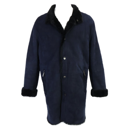 GIORGIOARMANI Stand Collar Mouton Coat Navy Size ITA54